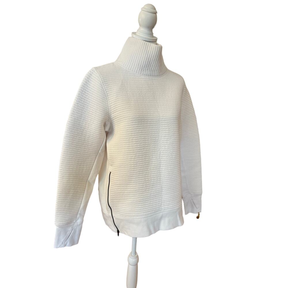 all in motion womens medium cream textured turtleneck pullover sweatshirt - Picture 2 of 9